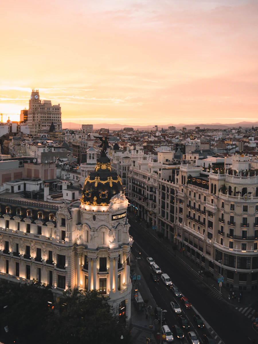 I tetti di Madrid al tramonto